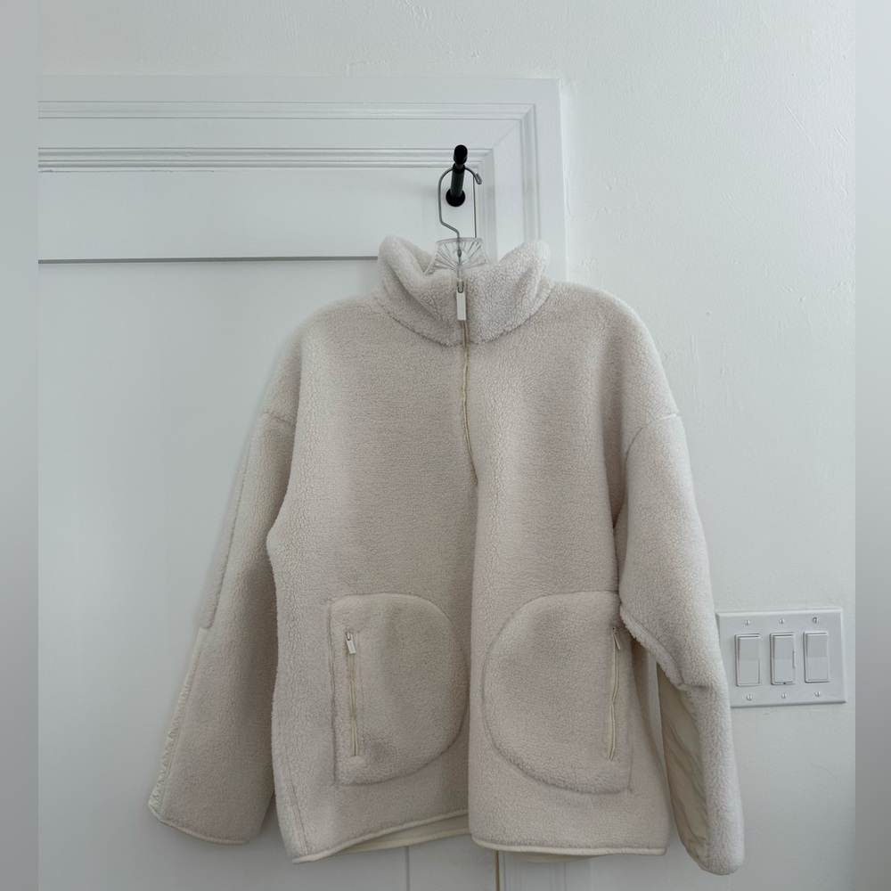 Sweaty Betty offwhite Sherpa heavy weight quarter zip oversized jacket
